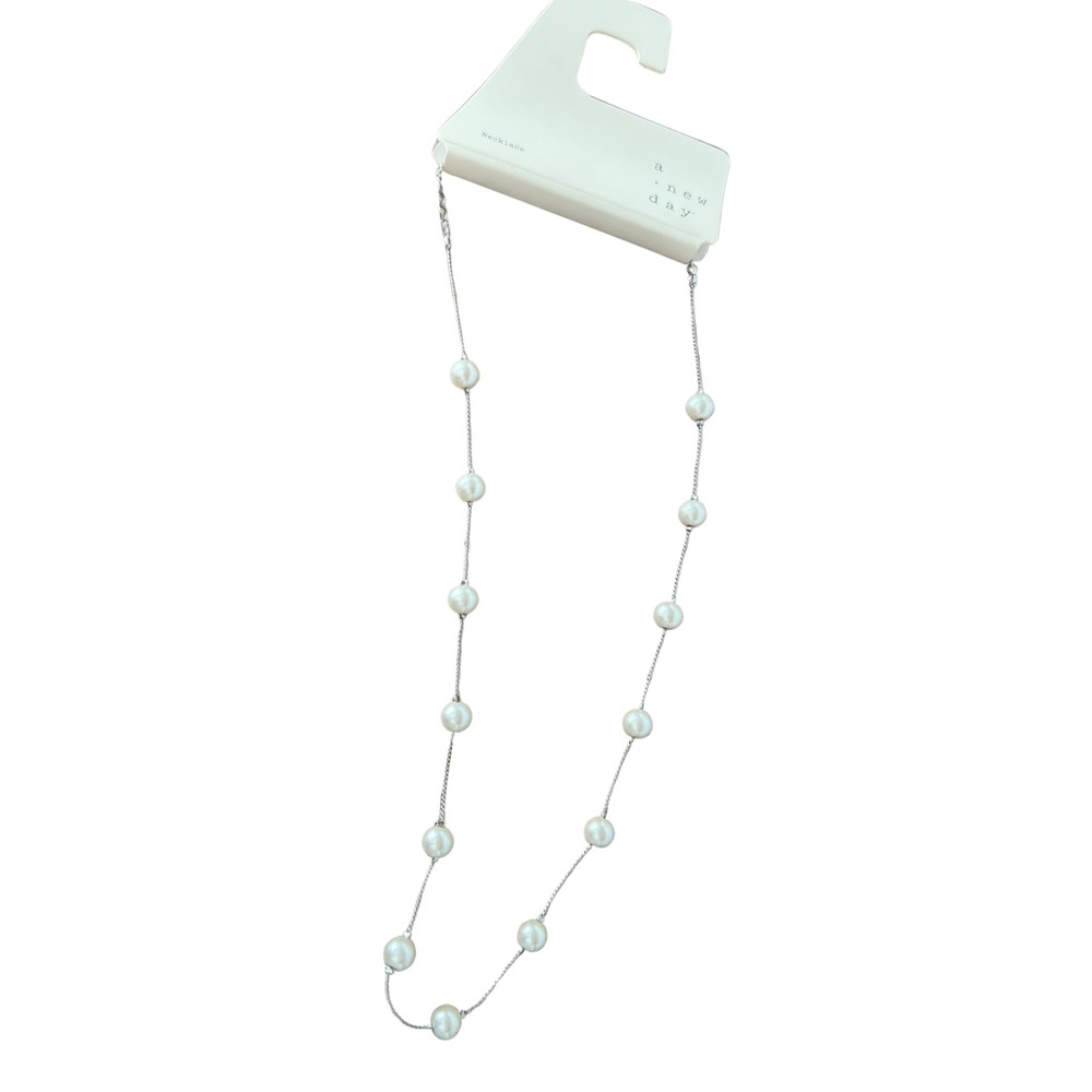 a new day Silver Necklace with Pearls